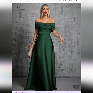 SHEIN Elegant Strapless Deep Green Dress